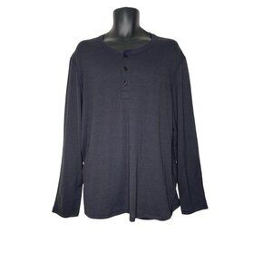 Billy Reid Mens Henley Shirt Blue‎ Heathered Long Sleeve Peru XXL New